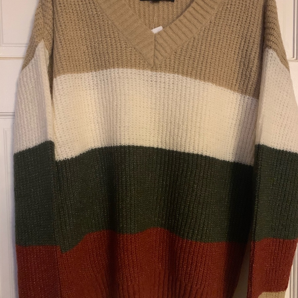 Ribbed Knit Colorblock Sweater-New